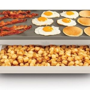 bella 10″ x 20″ Electric Griddle with Warming Tray, EverGood™ Ceramic Nonstick Coating, Removable Temperature Probe, Dishwasher-Safe Drip Tray, Cool-Touch Handles, 1500 Watt, Oatmilk