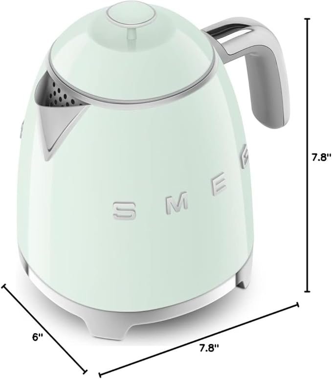 SMEG Mini 50’s Retro Style 3 Cup Electric Kettle with Double Wall Anti Slip Base and Water Level Indicator (Pastel Green) - Image 2