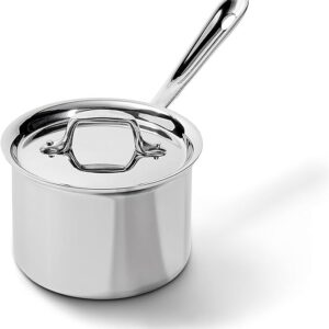 All-Clad D3 3-Ply Stainless Steel Sauce Pan with Lid 2 Quart, Induction, Oven Broiler Safe 600F, Multipurpose, Compatible w/ All Cooktops, For Restaurant or Home Kitchen, Pots & Pans, Cookware, Silver