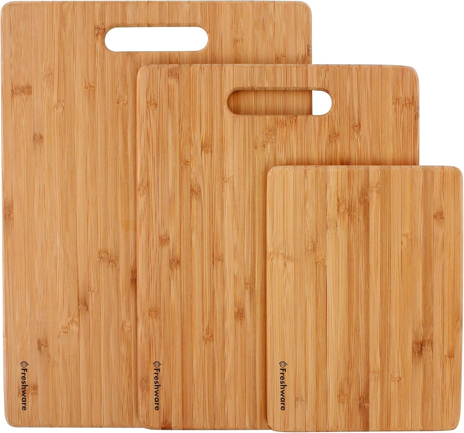 3-Piece Bamboo Cutting Board Set – Food-Grade Wooden Kitchen Chopping Boards, Knife-Friendly, Lightweight with Hanging Hole - Image 3
