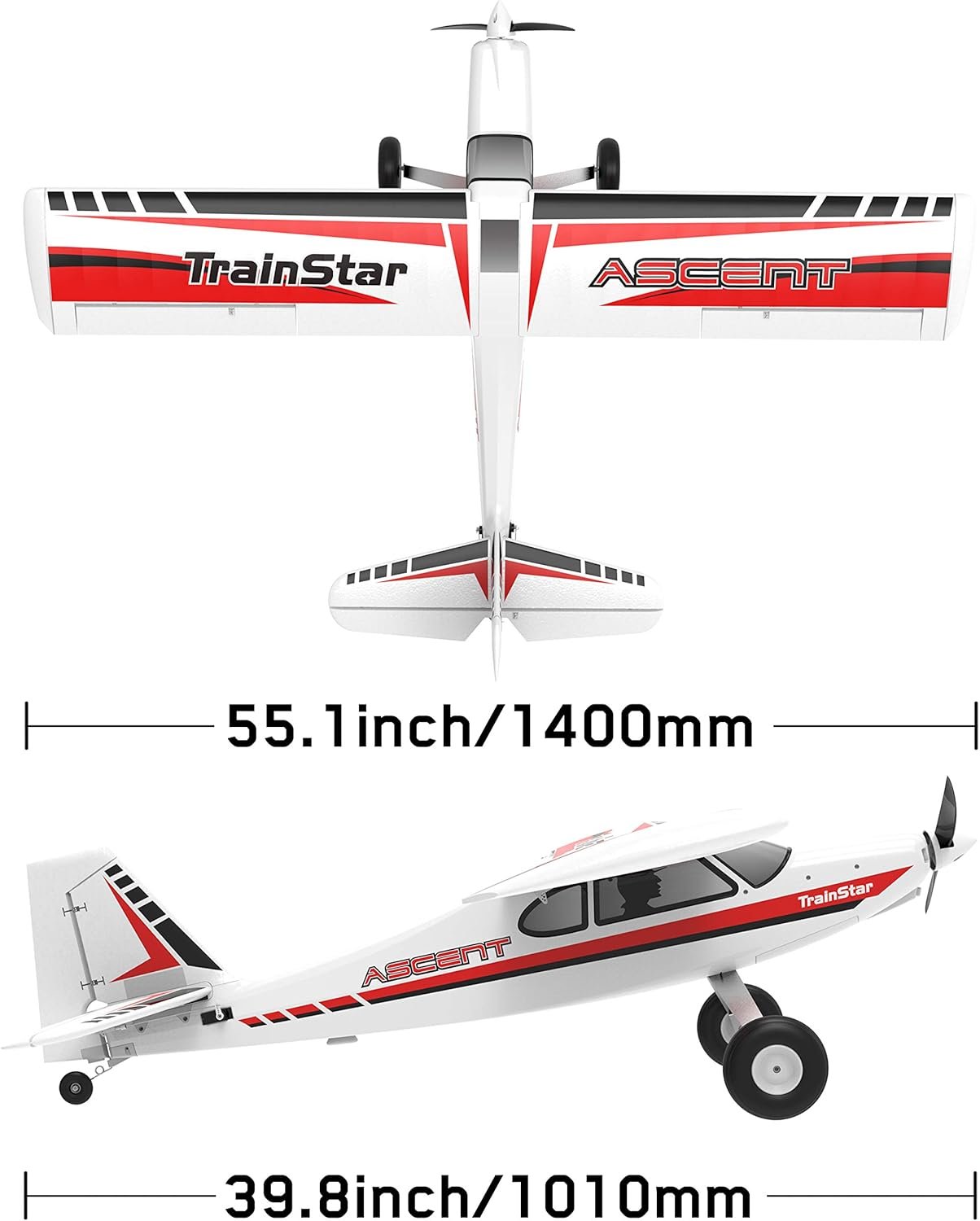 VOLANTEXRC Remote Control Airplane TrainStar Ascent Electric RC Trainer Aircraft, 1400 mm Wingspan & Plastic Unibody Fuselage, PNP Versions - Image 3