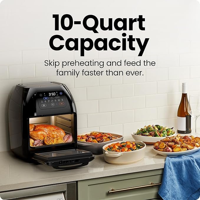 CHEFMAN Multifunctional Digital Air Fryer + Rotisserie, Dehydrator, Convection Oven, 17 Touchscreen Presets, Fry, Roast, Dehydrate, Bake, XL 10L Family Size, Auto Shutoff, Large Easy-View Window, Black - Image 4