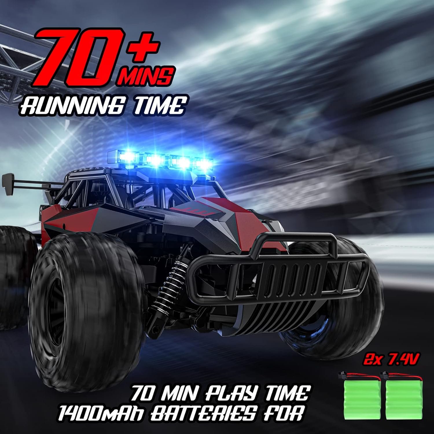 BLUEJAY Remote Control Car, 2.4GHz High-Speed 33 km/h RC Car Toy, 1:12 Monster RC Truck Off-Road with LED Headlights and Rechargeable Battery, Gift for Adults and Boys Ages 8–12 - Image 3