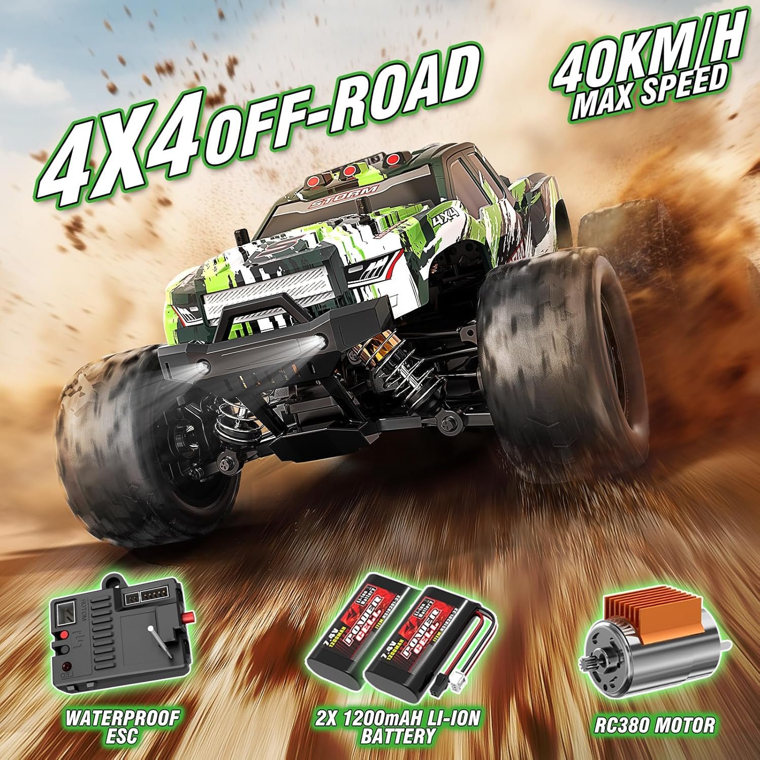 X-TMAGA 1:18 All-Terrain RC Car for Adults and Boys (HS18305), 4WD Off-Road RC Truck, High-Speed 40+ km/h, 4×4 Waterproof Remote Control Cars - Image 2