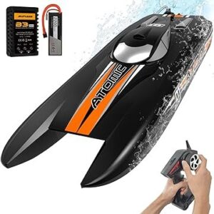 VOLANTEXRC Brushless Remote Control Boat AtomicX, 40MPH 25.6″ High Speed RC Boats for Adults